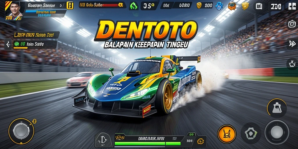 Tangkapan layar DENTOTO menunjukkan aksi balapan yang menegangkan dan dinamis.