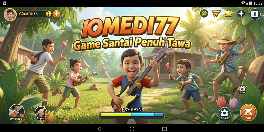 Tampilan gameplay menyenangkan dari KOMEDI77 yang penuh tawa.