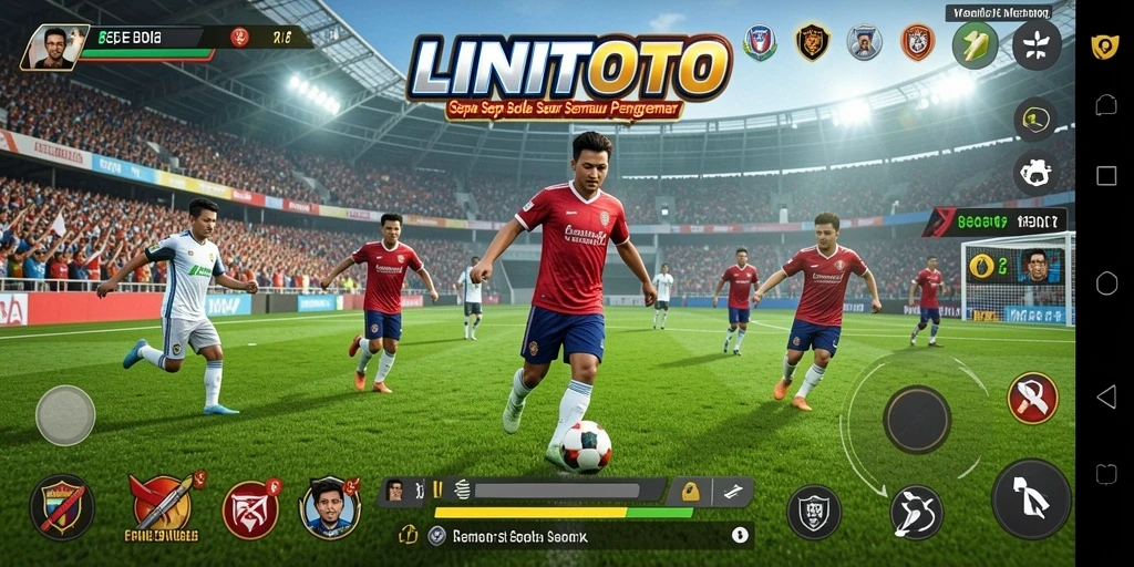 Tampilan permainan <strong>LINITOTO</strong> yang penuh aksi di lapangan sepak bola.