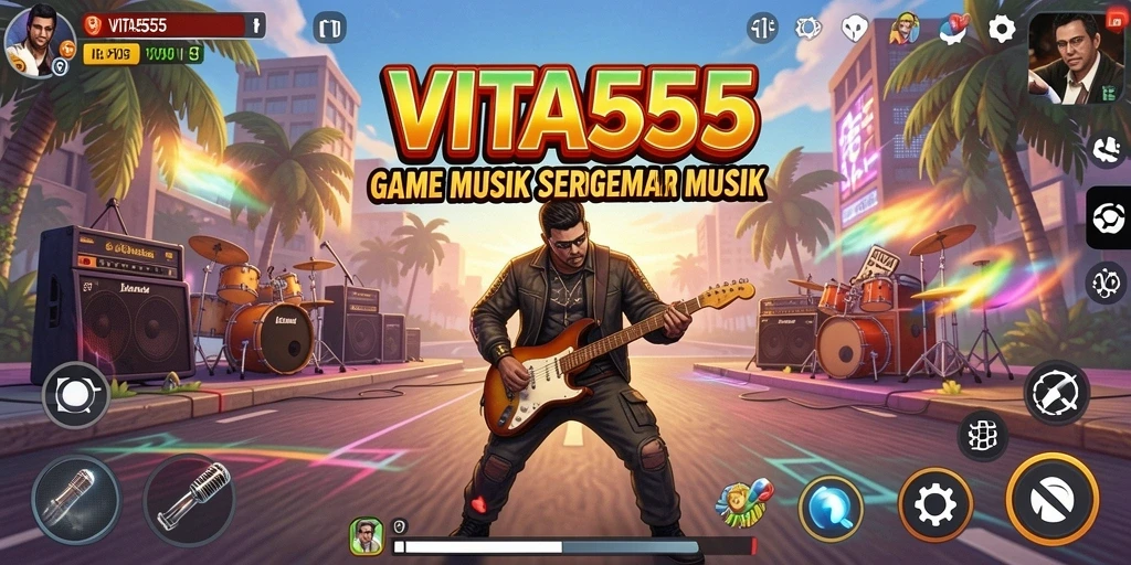 Tampilan gameplay VITA555 yang seru dengan berbagai pilihan lagu.