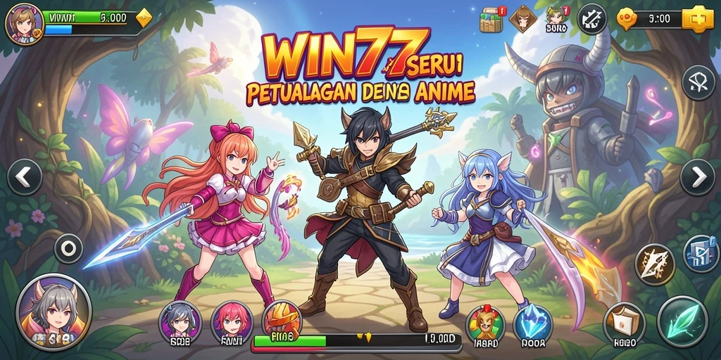 Tangkapan layar dari gameplay seru di WIN777 dengan karakter anime menarik.